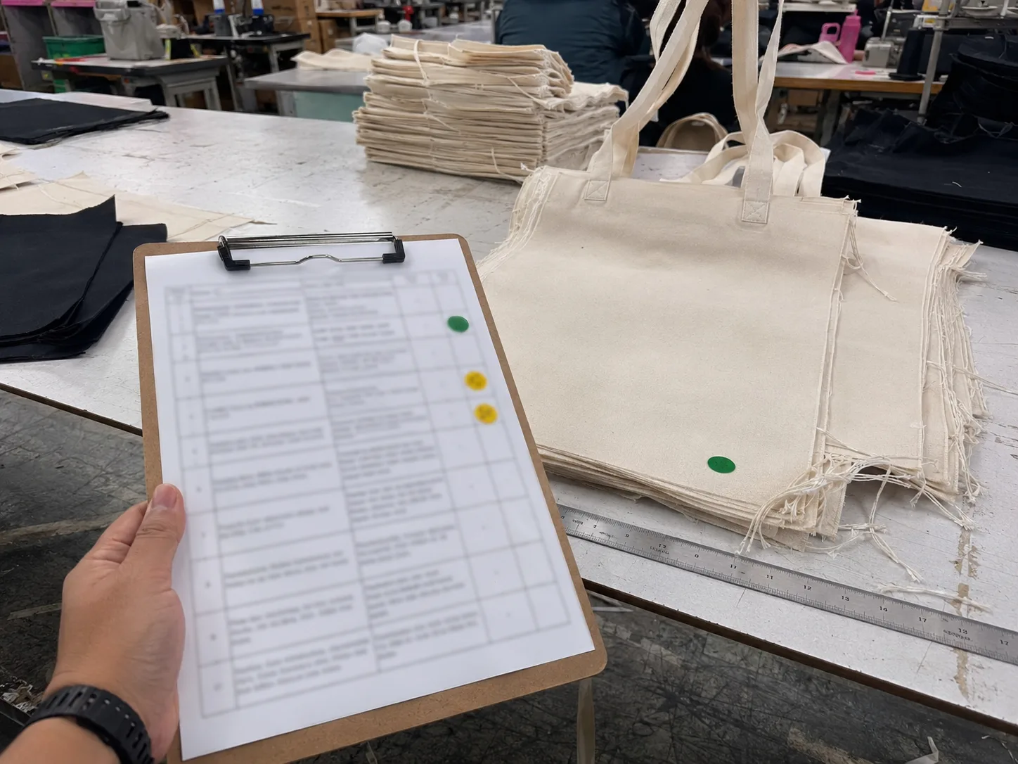 Connect5 inline bag inspection clipboard and work-in-process quality check